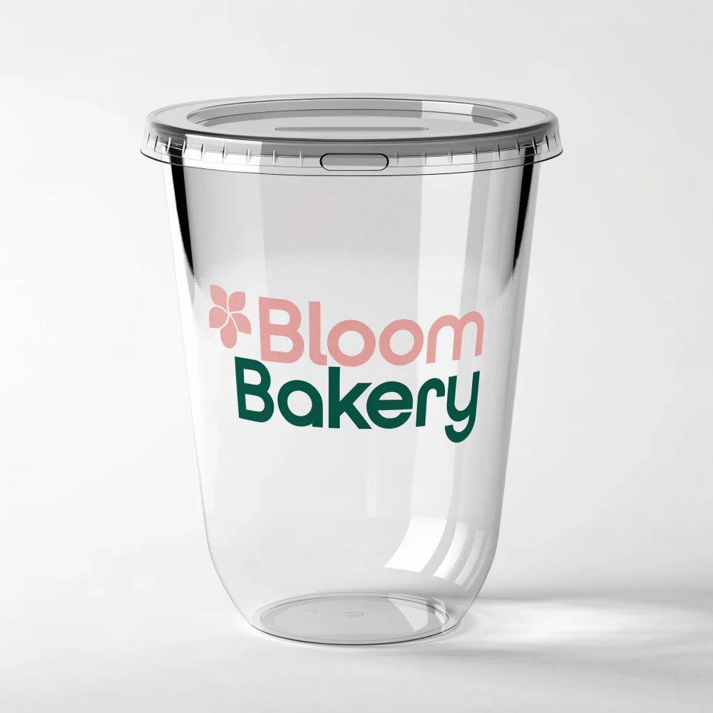 Custom Bottom Plastic Cups With Flat Lids