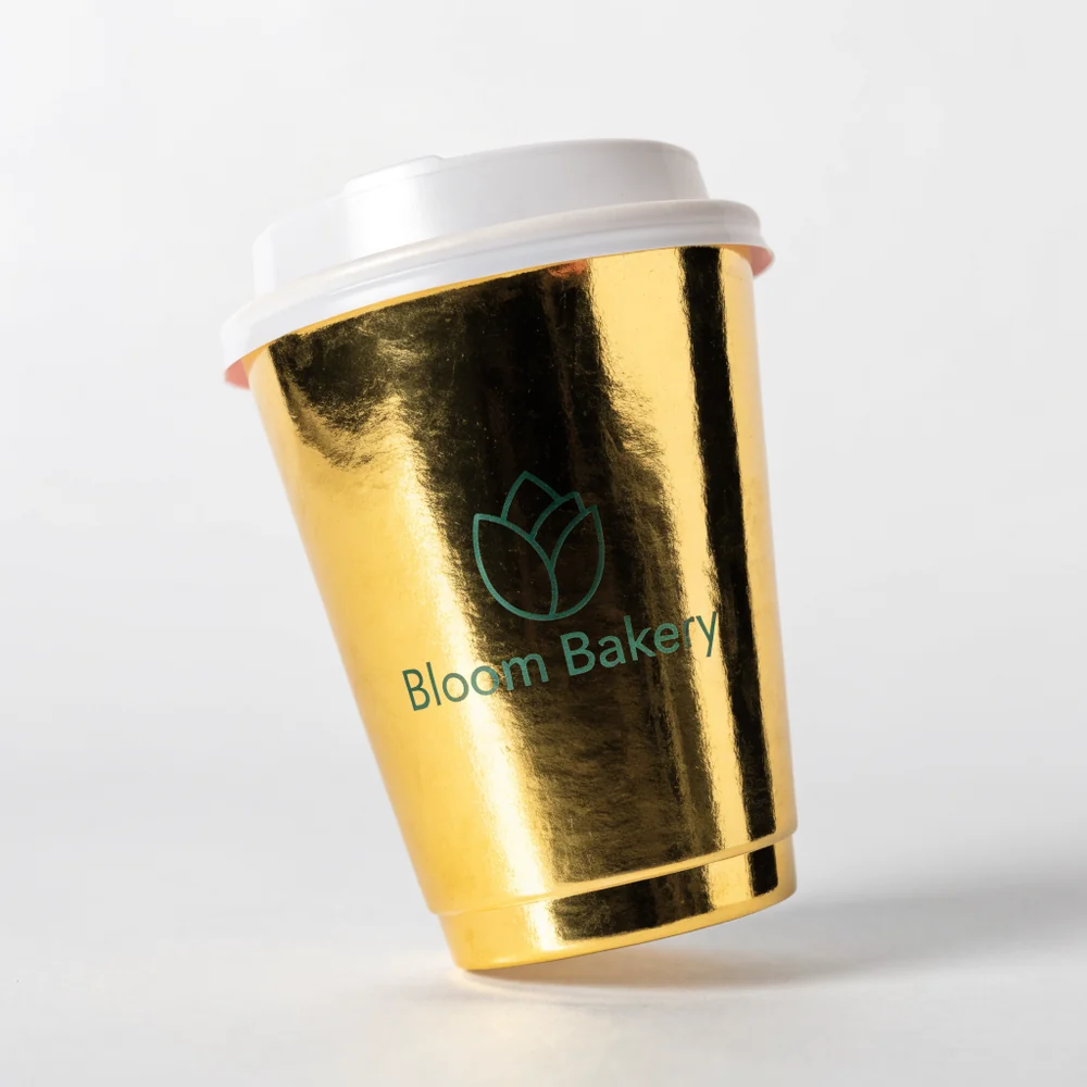 Custom Gold Paper Cups with Lids