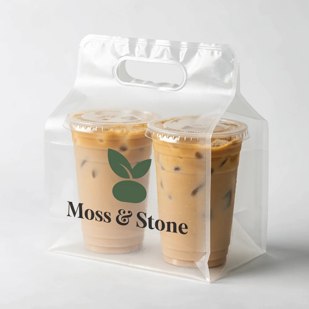 Custom Plastic Drink Carrier Bags, product shot
