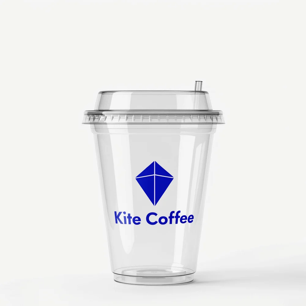 Custom Recyclable Plastic Cups Flat Straw Lid